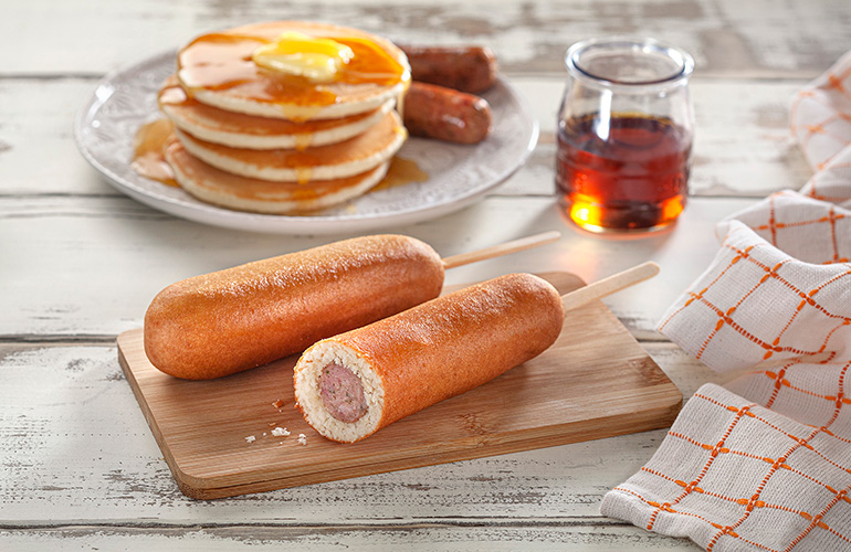 corn-dog-and-pancake-stack-with-sausage.